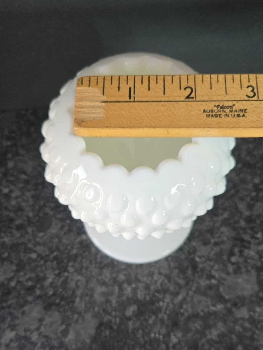 Vintage Fenton White Milk Glass Hobnail Pedestal Rose Bowl Vase